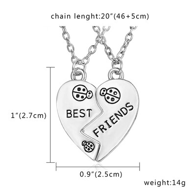 

Friendship Card Couple Necklace for Women&Men 2pcs LOVE YOU Broken Heart Pendant Paired Necklace Valentines Day Gift