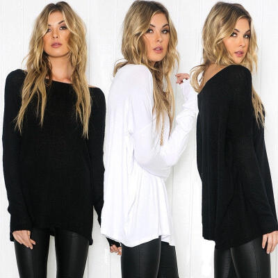 

Sexy Womens off-shoulder Tops Tee Long Sleeve Shirt Casual Blouse Loose T-shirt