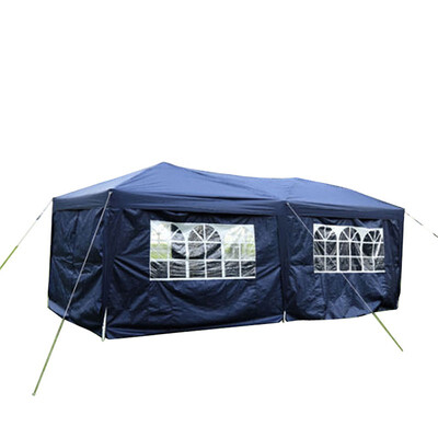 

Folding Tent 3 x 6m Four Windows Practical Waterproof Folding Tent Blue Pop Up Canopy