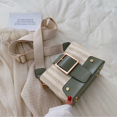 

Womens bag2019 new style tide-style single-shoulder bag retro-one&one-to-one wide-band individual small square bag