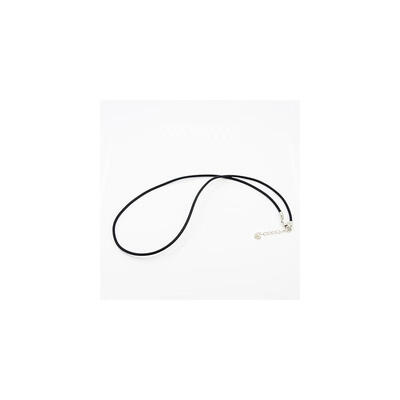 

Rubber Cord For Necklace Makings with Alloy Lobster Clasps Platinum Black 181"