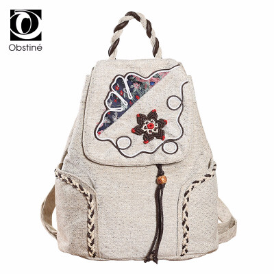 

Canvas Backpack Women Nationally Flower Ladies Cotton Backpacks Female Drawstring Bagpack Bags Casual Fabric Back Pack for Girls