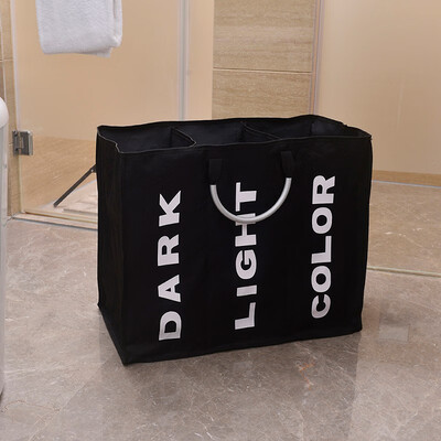 

Portable Three Lattice Large Capacity Laundry Basket Collapsible Laundry Hamper Foldable Clothes Bag Black