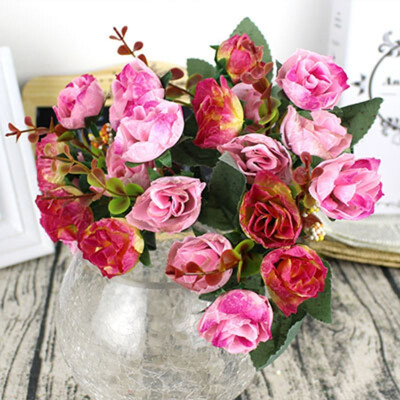 

FUNNYBUNNY Artificial Flowers Fake Silk Vintage Rose Flowers Bouquet 5pcs Kitchen Garden Wedding Floral Decor