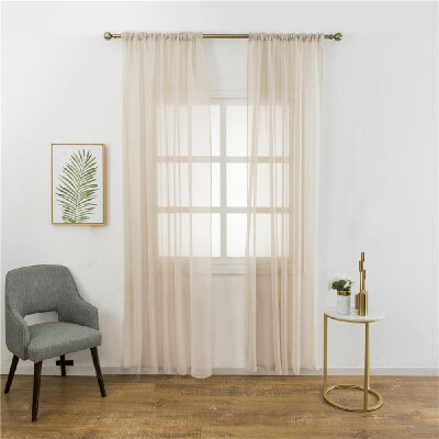 

Pure Color Ramie Cotton Yarn Simple Decorative Window Curtain Bedroom Living Room Balcony Kitchen Hotel Decoration