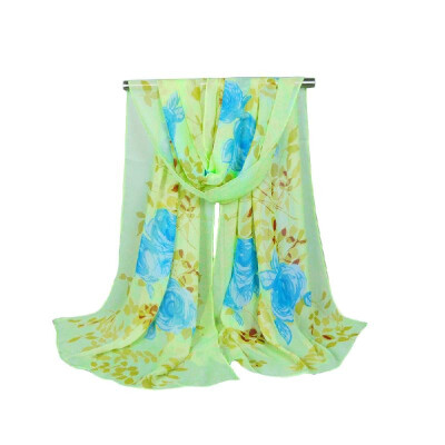 

Fashion Women Chiffon Scarf Contrast Floral Print Long Shawl Pashmina