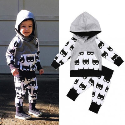 

Fashion Newborn Kids Baby Boy Hooded Tops Pants Batman Outfits Set Clothes 0-5T
