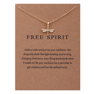 

Fashion Jewelry Reminder "Free Spirit" Gold-color Dragonfly Pendant Necklace Women