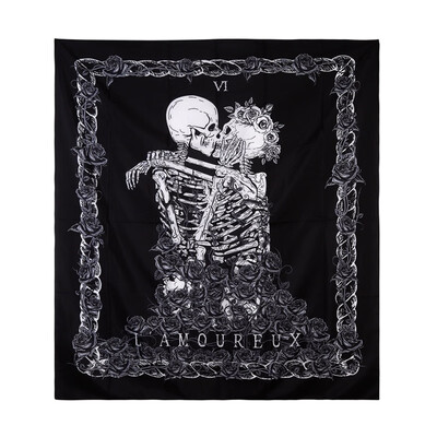

Seven Star Meditation Skeleton Tapestry Creative Couple lover Skull Painting Tapestry Yoga Mat Blanket Mandala Wall Hanging
