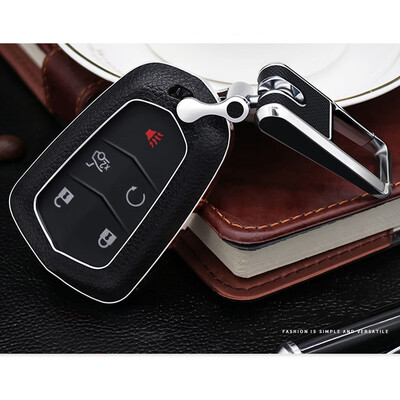 

Top Layer Leather Car Key Case Keychain for Cadillac SRX XTS CTS ATS ATS- Car Key Cover Shell Car Accessorie