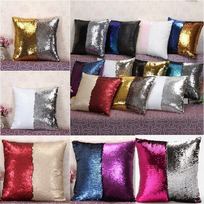 

Reversible Sequin Mermaid Glitter Sofa Cushion Cover Pillow Case Double Color