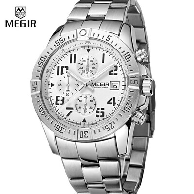 

Meigel MEGIR steel belt watch multi-function waterproof sports watch business mens watch