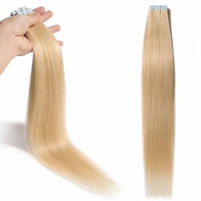 

Tape in Human Hair Extensions Highlight Balayage Long Straight Seamless Skin Weft Glue in Hairpieces Invisible Double Sided Tape