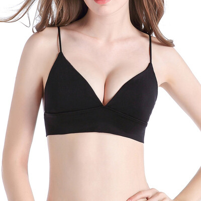 

Sexy Women Padded Push Up Wire Free None Closure Fitness Three Quarters Cup Underwear Shockproof Strappy Safety Bra
