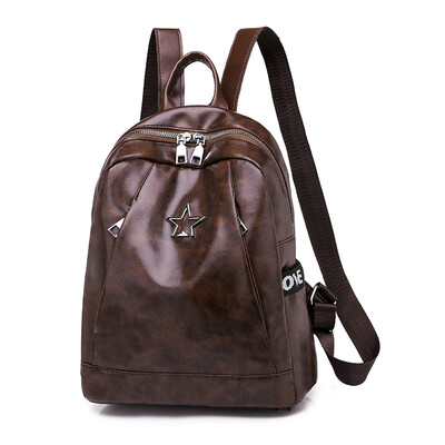 

Double shoulder bag trendy Korean version fashion women leisure pu soft leather small backpack travel schoolbag