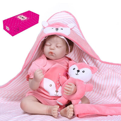 

Decdeal 20inch 50cm Reborn Baby Doll Lifelike Sleeping Silicone Vinyl Baby Dolls Perfect Gifts Toy with Blanket&Fox Toy Access