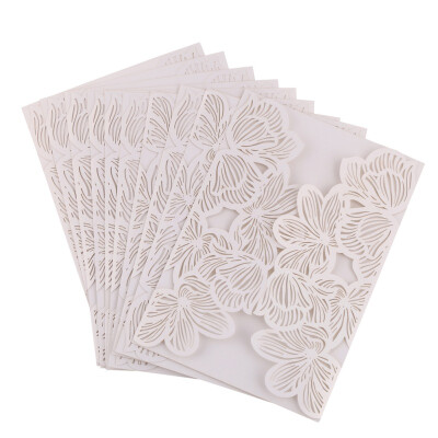 

White 10pcs Vertical Laser Cut Butterfly Invitations Cards Kits for Wedding Bridal Shower Birthday Anniversary Party