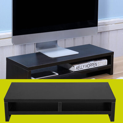 

Desktop Monitor Stand LCD TV Laptop Rack Computer Screen Riser Shelf Platform Office Desk BlackScreen RiserMonitor Riser