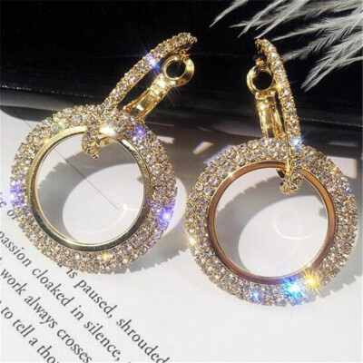 

Olaru trendy Crystal Circle Hoop Earring Woman New korean Statement Gold&Sliver Elegant Earrings Fashion Jewelry Brincos New