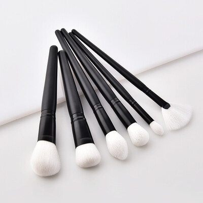 

〖Follure〗6PCS Wood Handle Synthetic Oblique Top Buffer Brush For Face Liquid Foundation