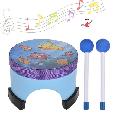 

6 Inch Cartoon Wooden Floor Drum Percussion Instrument Musical Toy for Kids Children
