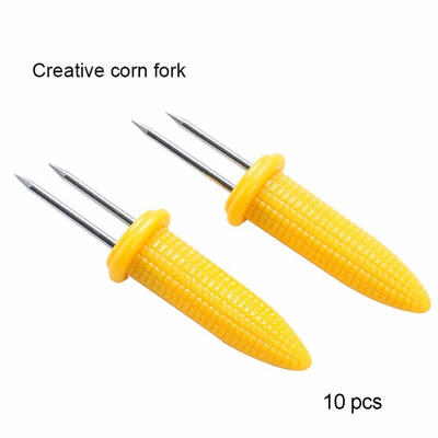 

Small Creative Safe Corn On The Cob Sharp Forks Holders Skewers Needle Prong For BBQ Barbecue Fork Tool 10Pcs