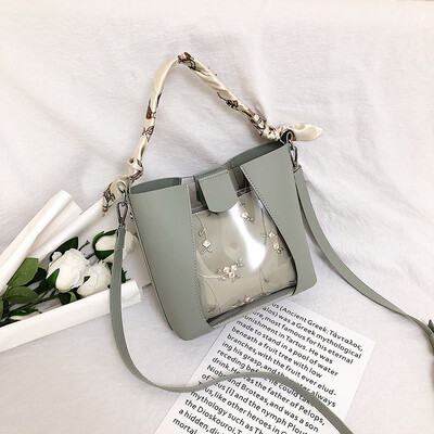 

Summer new transparent lace bag female 2019 new Korean version of the wild single shoulder slung fashion portable mother bag