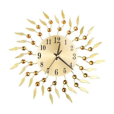 

Retro Luxury Art Wall Clock Flower Diamond Round Quartz Clock Mute Home Living Room Decoration