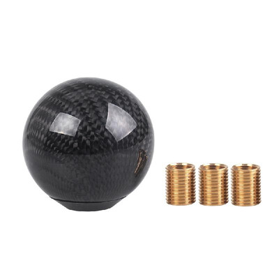 

Car Gear Shift Knob Shifter Lever Round Ball Shape Black Carbon Fiber Universal