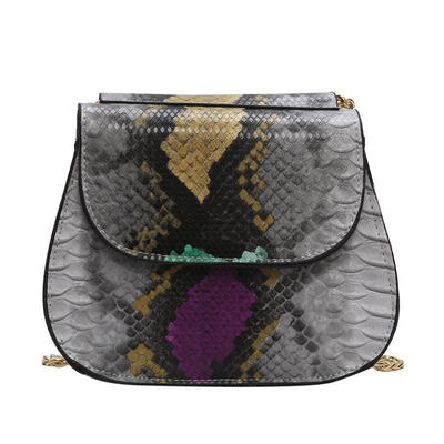 

Girls Snake Print Shoulder Handbags Women Leather Chain Flap Crossbody Bags