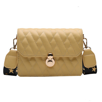 

The new little girl summer style fashion fresh one shoulder oblique satchel ins rhomboid broadband small square bag