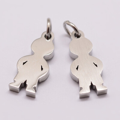 

316 Stainless Steel Pendants Boy Silhouette Pendants Stainless Steel Color 16x7x2mm Hole 3mm