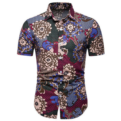 

ens Hawaiian Shirt Floral Printed Paisley Collared Fancy Shirts Short Sleeve