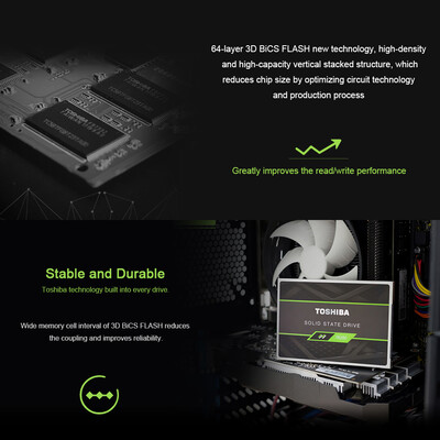 

Toshiba TR200 Series SSD 25inch SATA Port Solid State Drive Disk 64-layer 3D BiCS FLASH 555MBs Read Speed 540MBs Write Speed 96