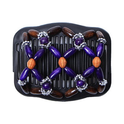 

〖Follure〗Women Magic Acrylic Vintage Hair Comb Double Clips Wooden Hair Slide