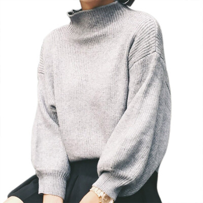 

Mock Neck Puff Sleeve Pullover Sweater