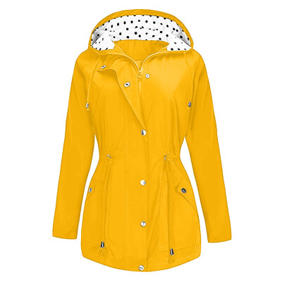 

Toponeto Plus Size Outdoor Waterproof Lightweight Rain Jacket Hooded Raincoat Women Coat