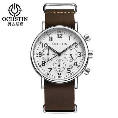 

Augustus OCHSTIN multi-function three-eye calendar multi-function leather mens watch mens watch