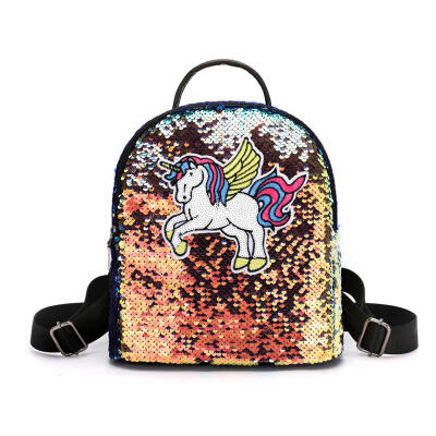 

Glitter Sequins Backpack Girls Cartoon Cute Travel Colorful Shoulder Bags