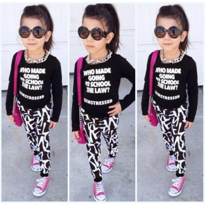 

Stylish Kids Girls Clothing Set Tops Pullover Coat Skinny Pants Trousers Outfits