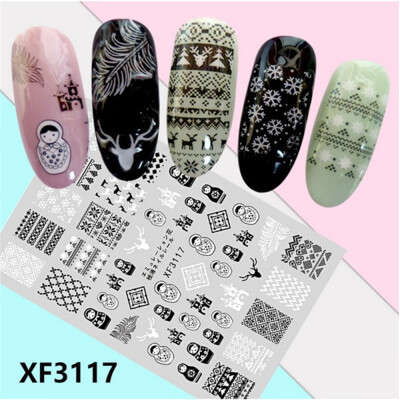 

〖Follure〗Christmas Nail Art Water Transfer Decals Snowflake Xmas Manicure Stickers Tips