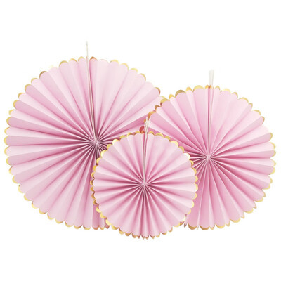 

FUNNYBUNNY 3PCS Paper Fan Flower Gilded Crescent Birthday Party Origami Fan Set Paper Flower Fan Stereo Pull Flower Background Dec