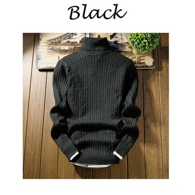 

Men Roll Turtle Neck Jumper Wool Blend Knitted Thermal Sweater Pullover Woolwork