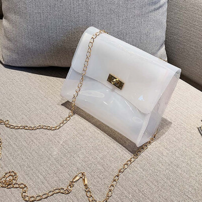 

Tailored Womens Fashion Transparent Shoulder Bag Jelly Messenger Bag Solid Color Handbag