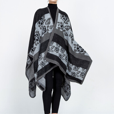 

Toponeto Fashion Women Blanket Flower Design Coat Wrap Cozy Shawl
