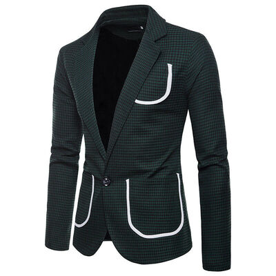 

Stylish Mens Casual Slim Fit Formal One Button Suit Blazer Coat Jacket Tops