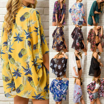 

Women Chiffon Beach Bathing Suit Cardigan Bikini Swimwear Cover Up Kimono Dress