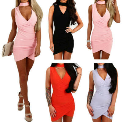 

Womens Summer Sleeveless Bandage Bodycon Evening Party Cocktail Club Mini Dress