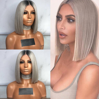 

〖Follure〗Sexy Gradient Gray Party Wigs Short Curly Hair Mixed Colors Synthetic Wig