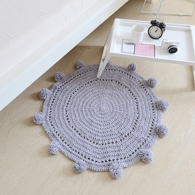 

Handmade Knitted Ball Mats Blanket Bed-folded Mats Knitted Wool Blankets Large Size 80cm Diameter
